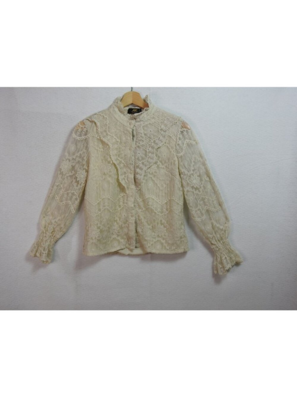 Angelic Chic Collection Lace Blouse Womens Large 36 Ivory Victorian Boho Top - Picture 2 of 15